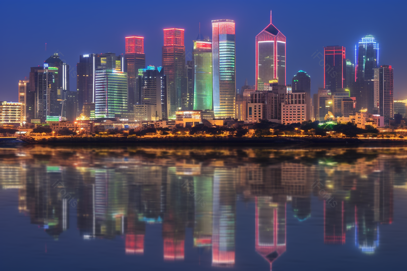 夜晚灯光照射的滨海城市沿海城市著名景点,高清,摄影图,摄影图片,图片大全,摄影图免费下载